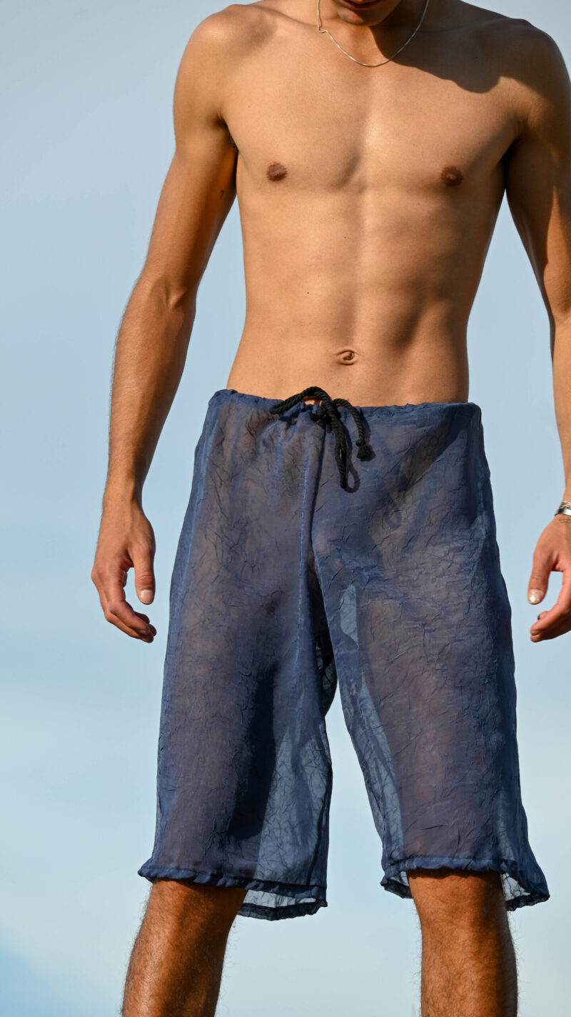 Blue Sheer Lounge Shorts - Image 2