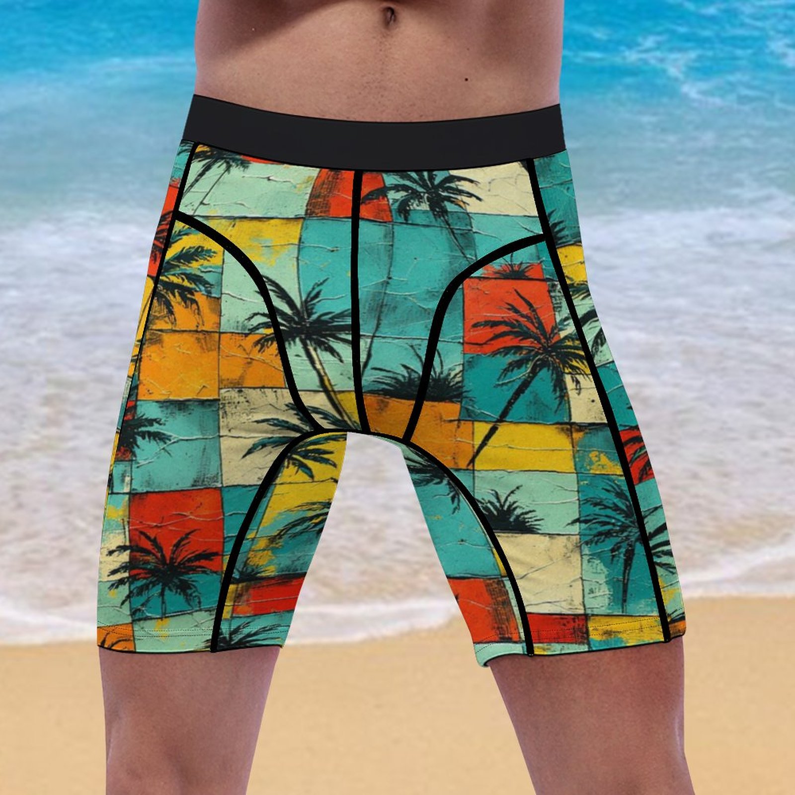 Palm Plaid Compression Shorts