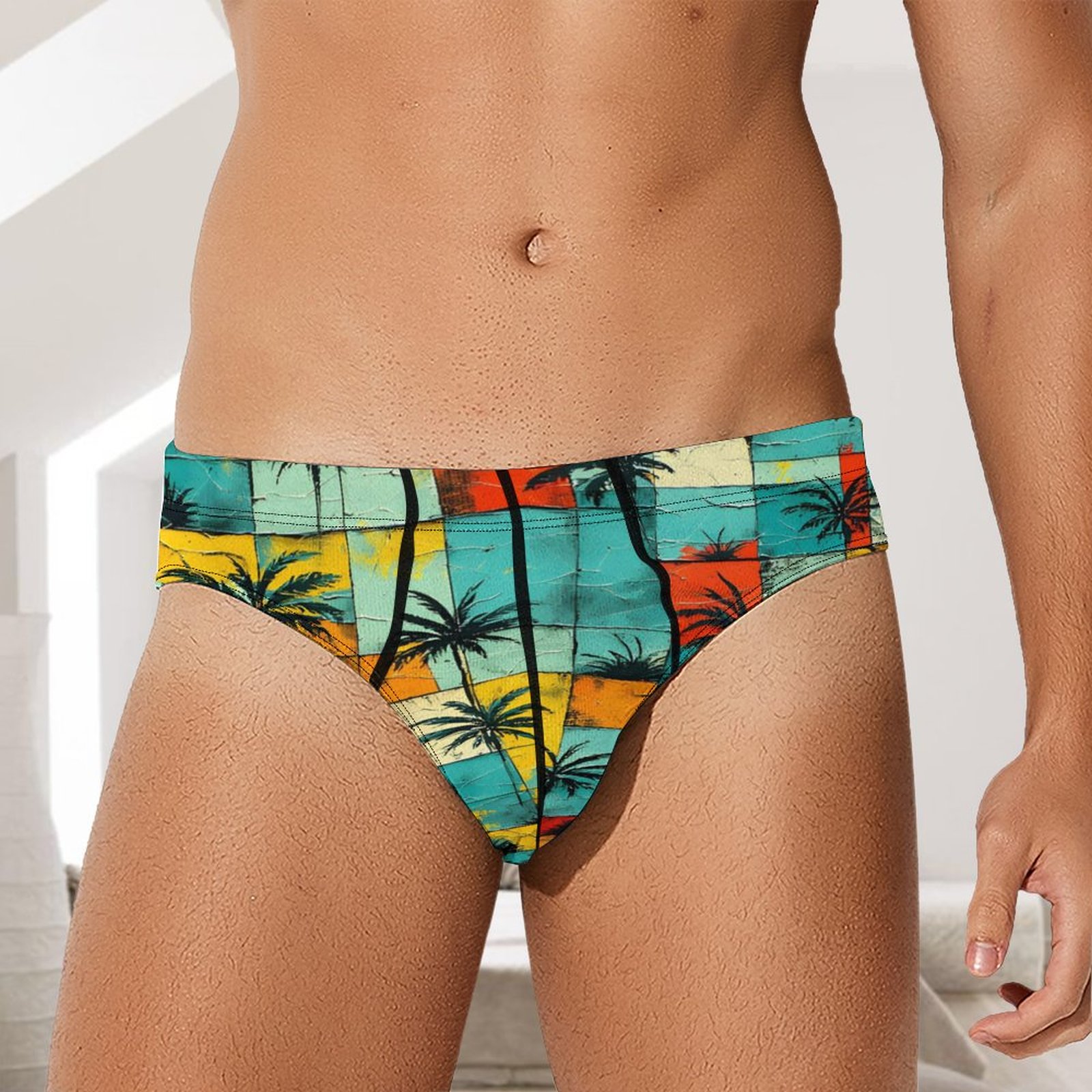 Palm Plaid Milk Silk Briefs - Image 2